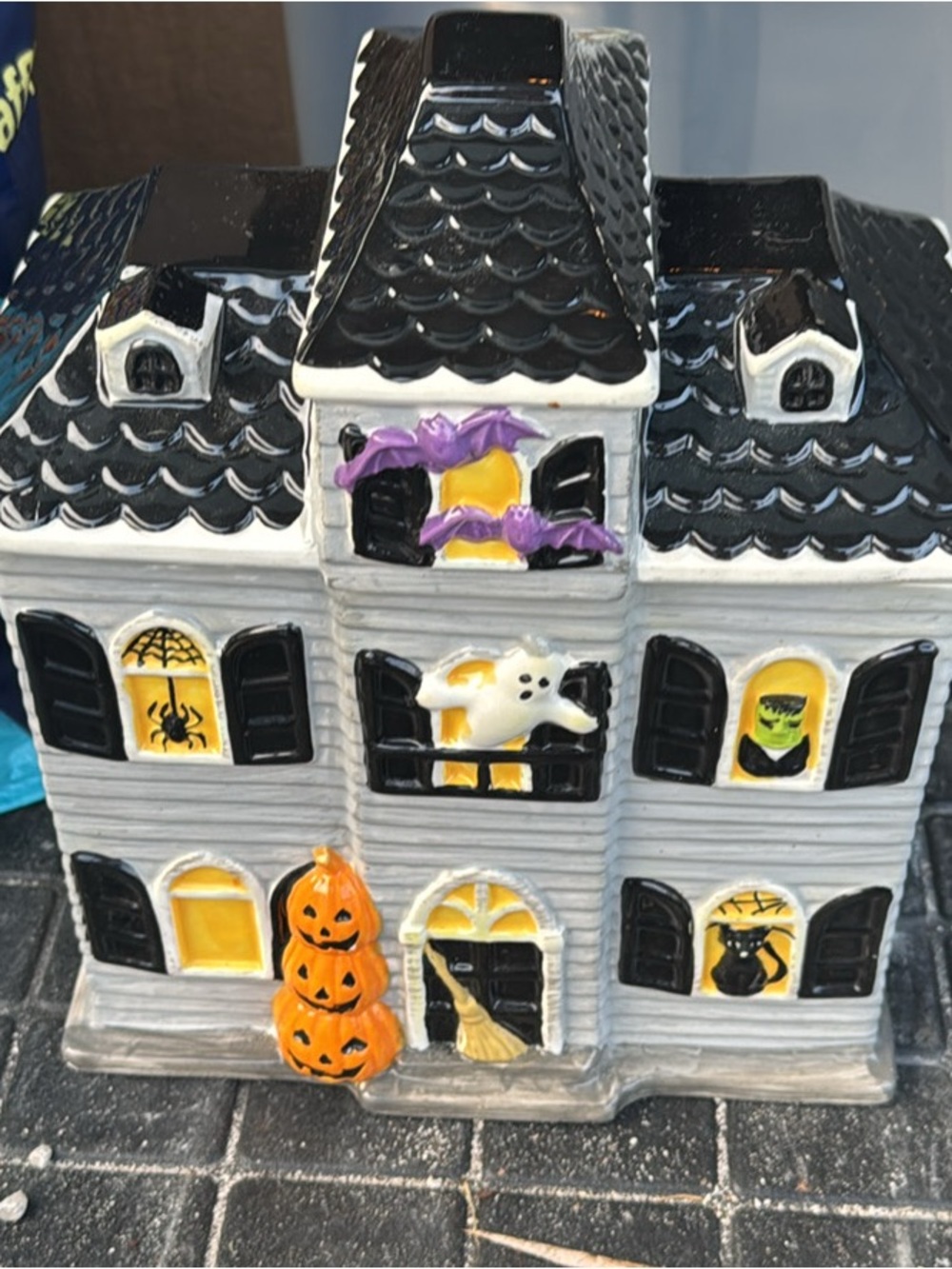 Halloween Haunted House Ceramic cookie jar